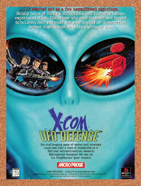 1996 X-Com UFO Defense PS1 Original Advertisement / Retro Wall Art v1