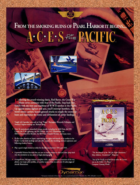 1992 Aces Of The Pacific PC Original Advertisement / Retro Promo v1