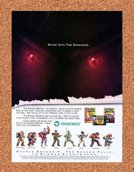 Double Dragon V 5 Shadow Master SNES Original 1996 Ad Authentic Game Promo v1