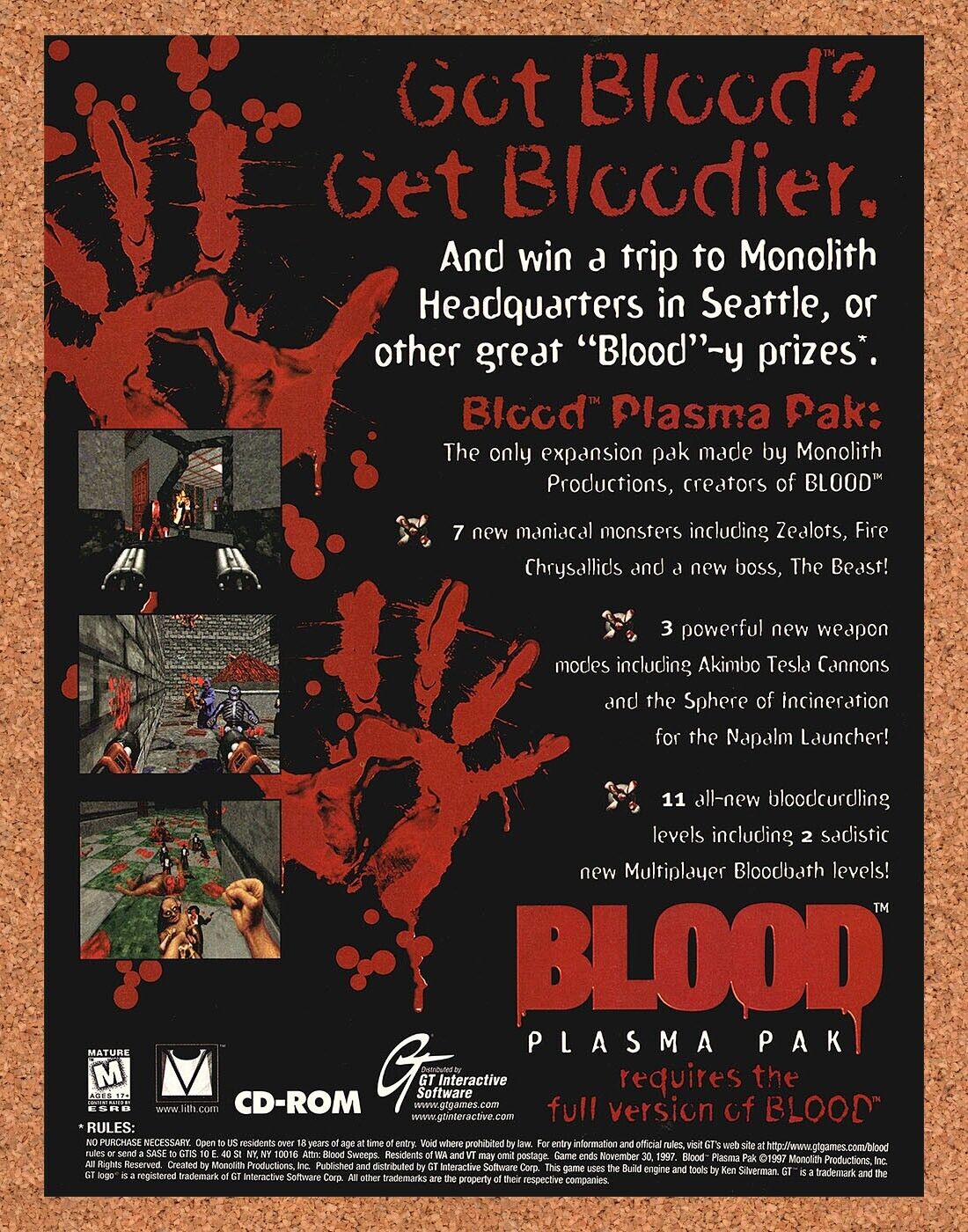 Blood Plasma Pak PC Original 1999 Print Ad Authentic Horror Video Game Art Promo