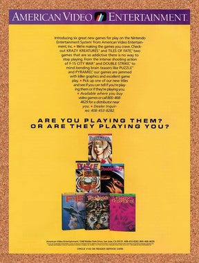1991 American Video Entertainment  NES Games Original Ad / Retro Wall Art v1