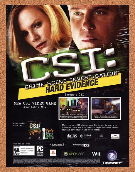 CSI Hard Evidence PS2 Original 2007 Vintage Ad - Video Game Promo