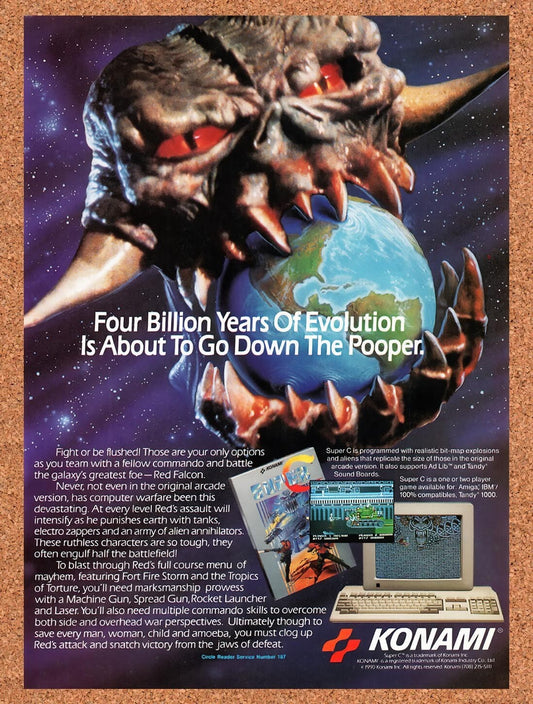 1989 Super C Contra Amiga Original Advertisement / Retro Wall Art v3