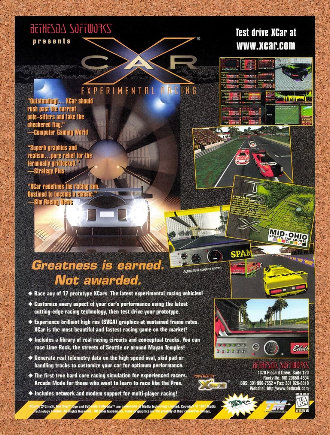 1997 XCar Experimental Racing PC Original Advertisement / Retro Promo v2