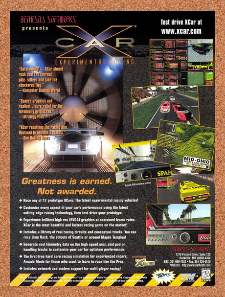 1997 XCar Experimental Racing PC Original Advertisement / Retro Promo v2