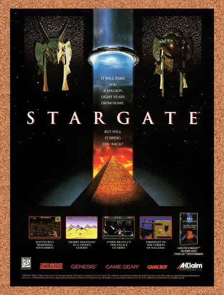 1995 Stargate SNES Original Advertisement / Retro Wall Art v1
