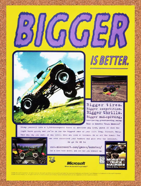 1996 Monster Truck Madness PC Original Advertisement / Retro Promo v2