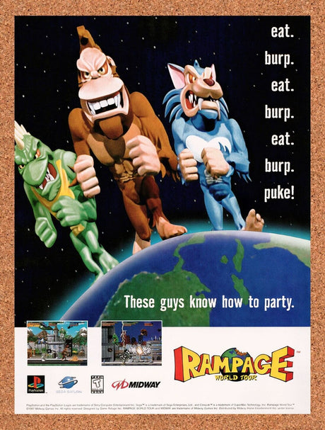 1997 Rampage World Tour PS1 Original Advertisement / Retro Wall Art v2