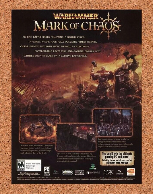 Warhammer Mark of Chaos PC Original 2005 Ad Authentic Windows Game Promo