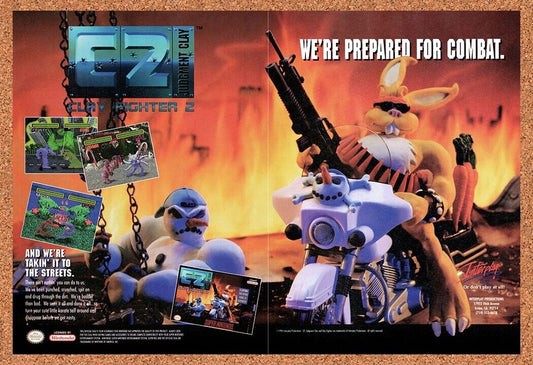 1993 ClayFighter 2 Judgement Clay SNES Original Ad / Retro Wall Art v2