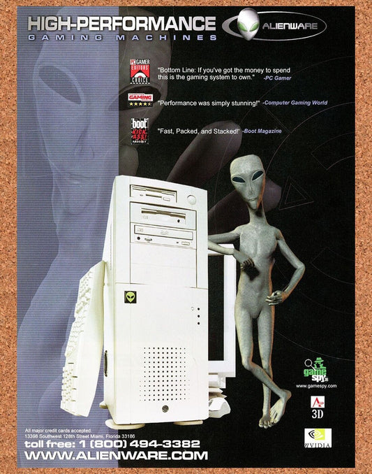 Alienware Gaming Machines Original 2000 Ad Authentic Game Spy Retro Tech Promo