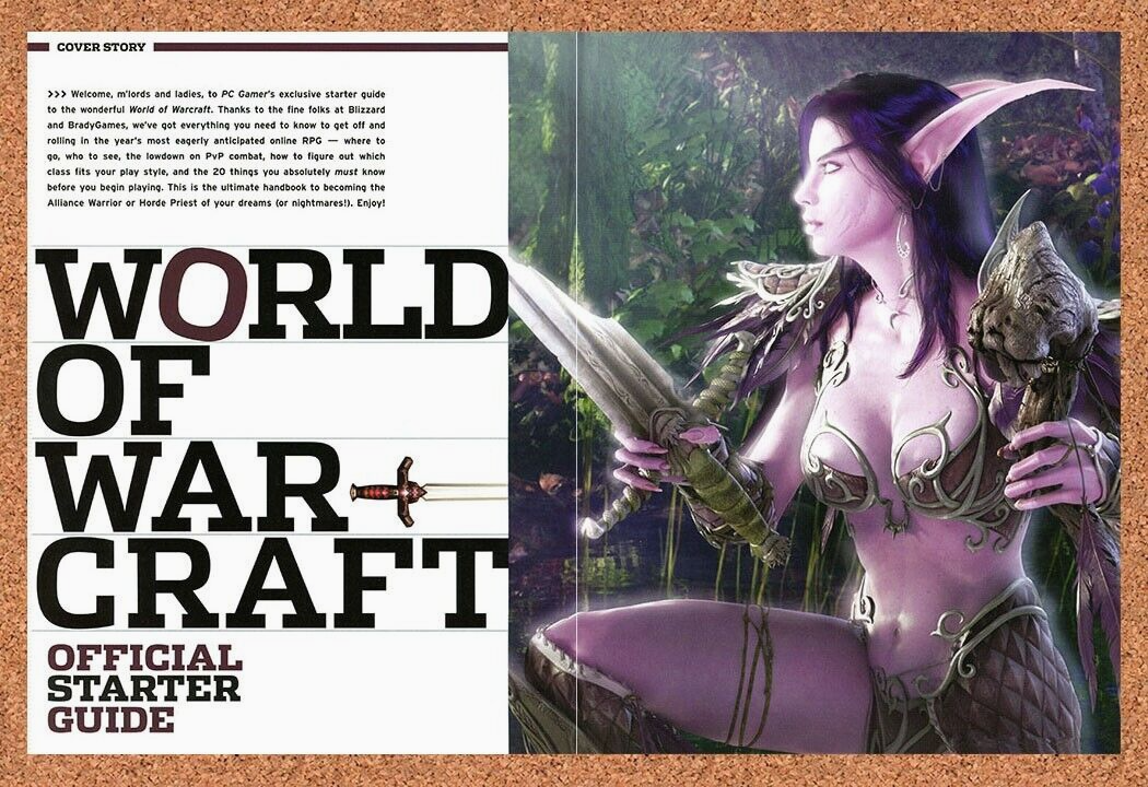 World Of WarCraft Original 2003 Ad Authentic Night Elf Video Game Review Promo