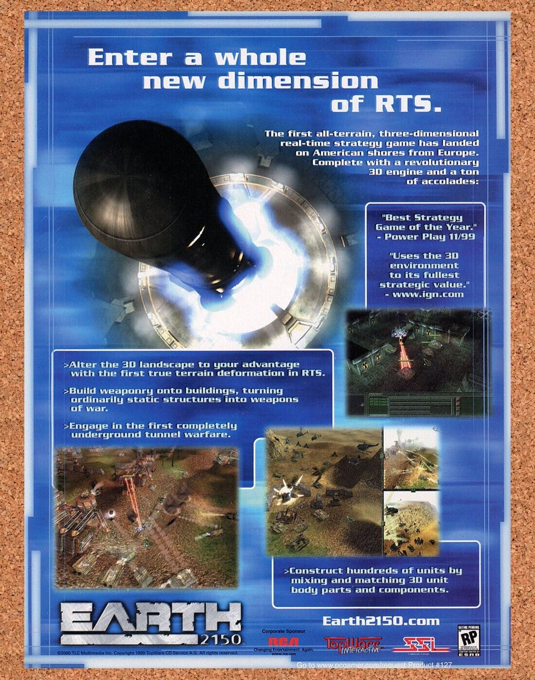 Earth 2150 PC Original 2002 Ad Authentic SSI Mech RTS Video Game Promo