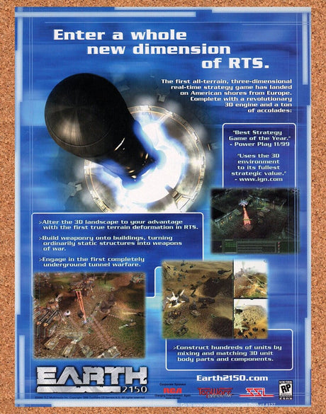 Earth 2150 PC Original 2002 Ad Authentic SSI Mech RTS Video Game Promo
