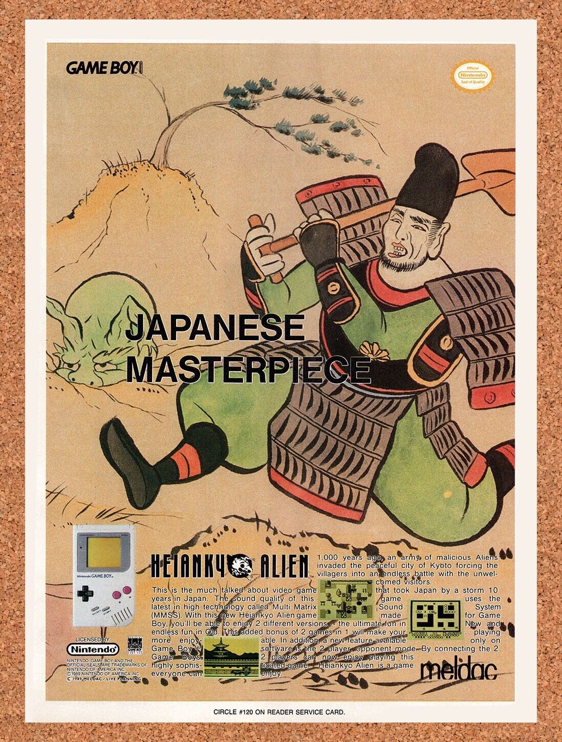 Heiankyo Alien Game Boy Original 1989 Vintage Ad - Japanese Video Game Promo