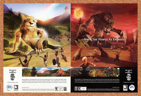 Black And White PC Original 2003 Ad Authentic Funny EA Video Game Promo