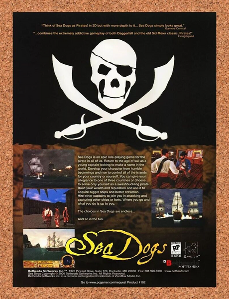 Sea Dogs PC Original 2002 Ad Authentic Pirates Adventure SIM Video Game Promo
