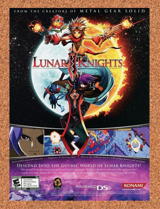 Lunar Knights DS Original 2006 Ad Authentic Nintendo Video Game Promo