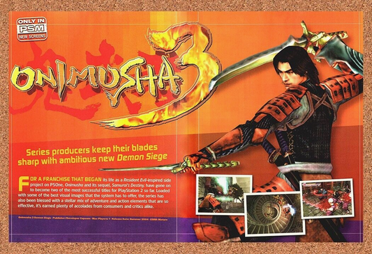 Onimusha 3 PS2 Original 2003 Print Ad Authentic Capcom Video Game Review Promo