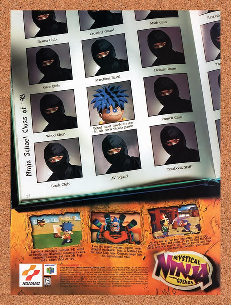 1998 Mystical Ninja Starring Goemon N64 Original Ad / Retro Wall Art v1