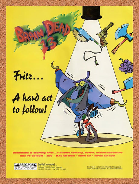 1995 Brain Dead 13 PC Original Advertisement / Retro Wall Art v8