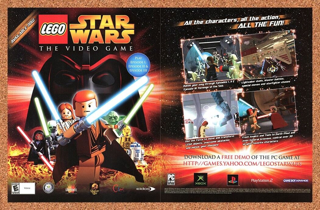 Lego Star Wars PS2 Original 2004 Print Ad Authentic Eidos Video Game Promo