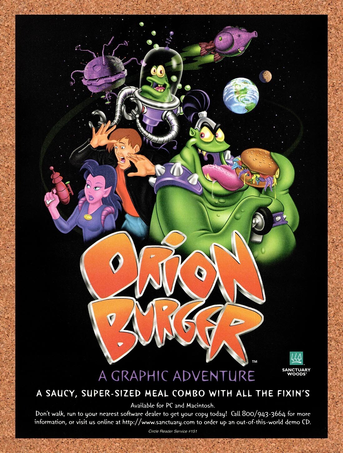 1996 Orion Burger PC Original Advertisement / Retro Wall Art v1