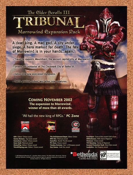 2002 Elder Scrolls III Tribunal PC Original Advertisement / Retro Wall Art v1