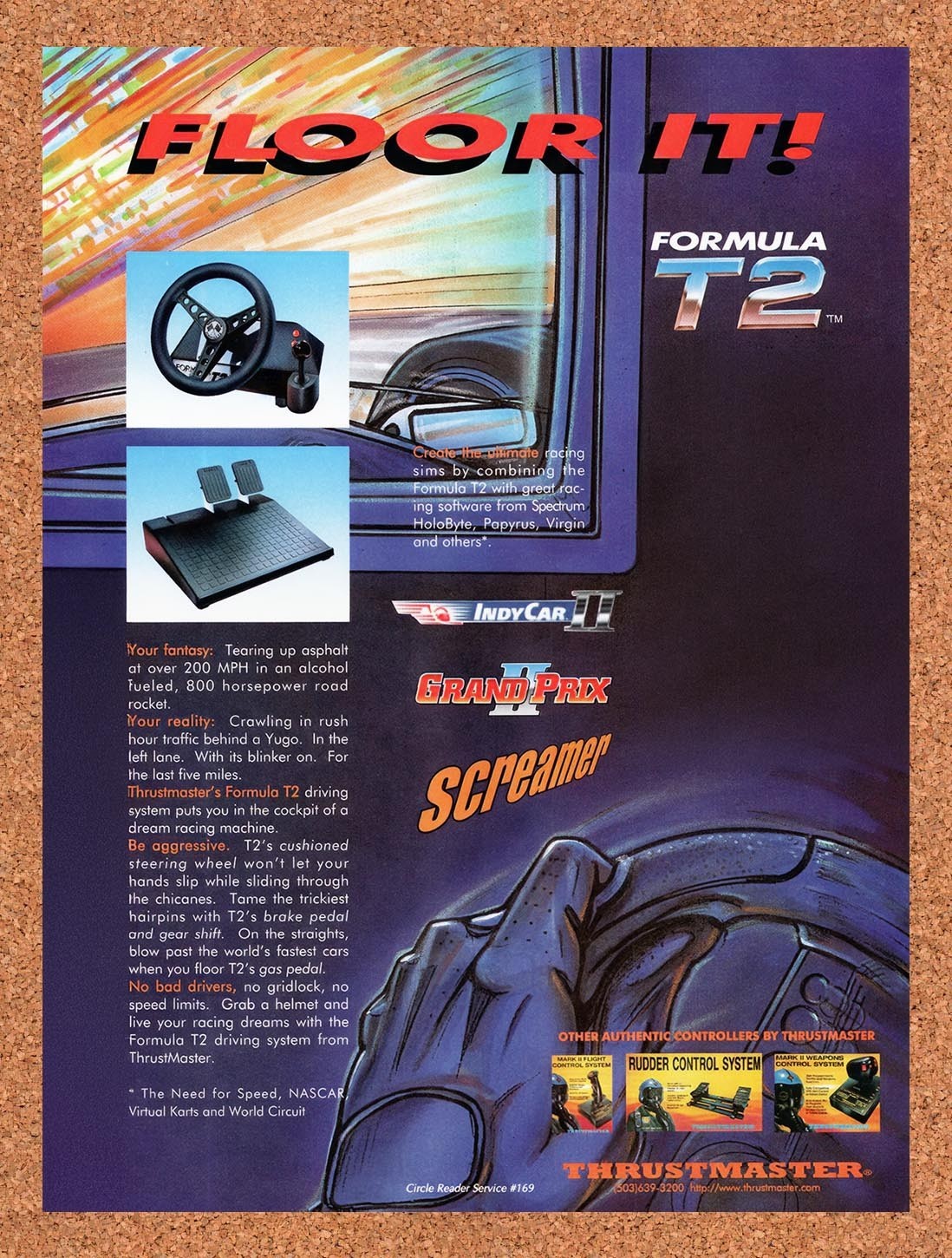 1996 Thrustmaster Formula T2 Original Advertisement / Retro Promo v3