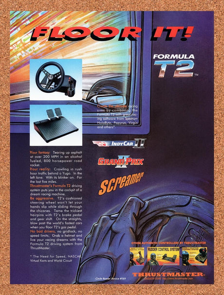 1996 Thrustmaster Formula T2 Original Advertisement / Retro Promo v3
