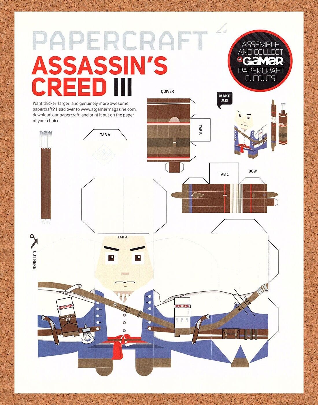 Assassins Creed 3 PaperCrft Original 2011 Authentic Video Game Collectible Promo