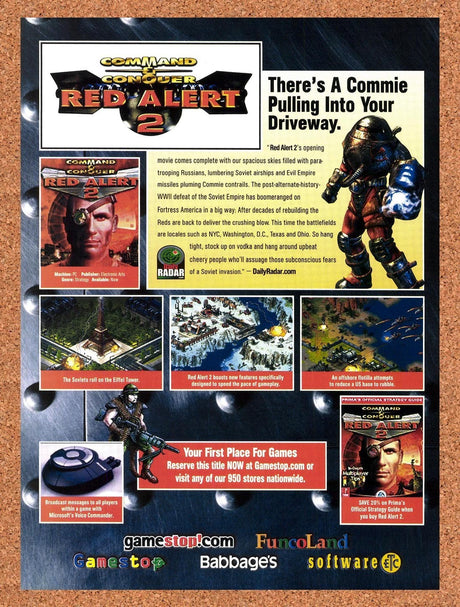 2000 Red Alert 2 FuncoLand PC Original Advertisement / Retro Promo v2