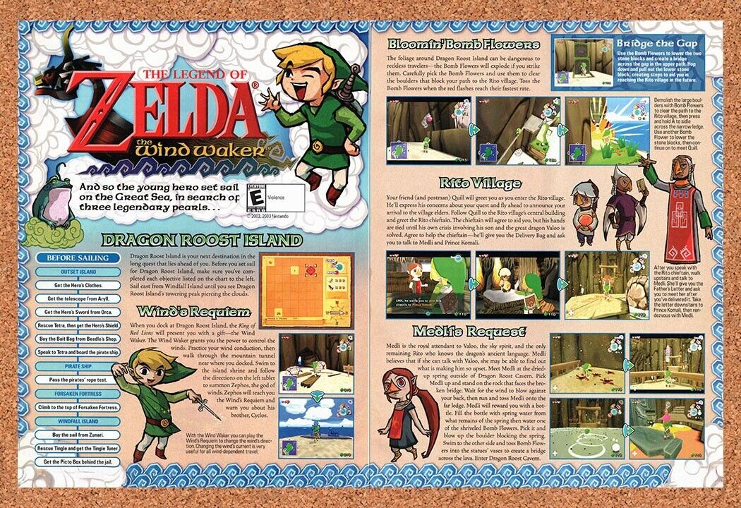 Zelda The Wind Waker GameCube Original 2002 Vintage Ad - Video Game Review Promo