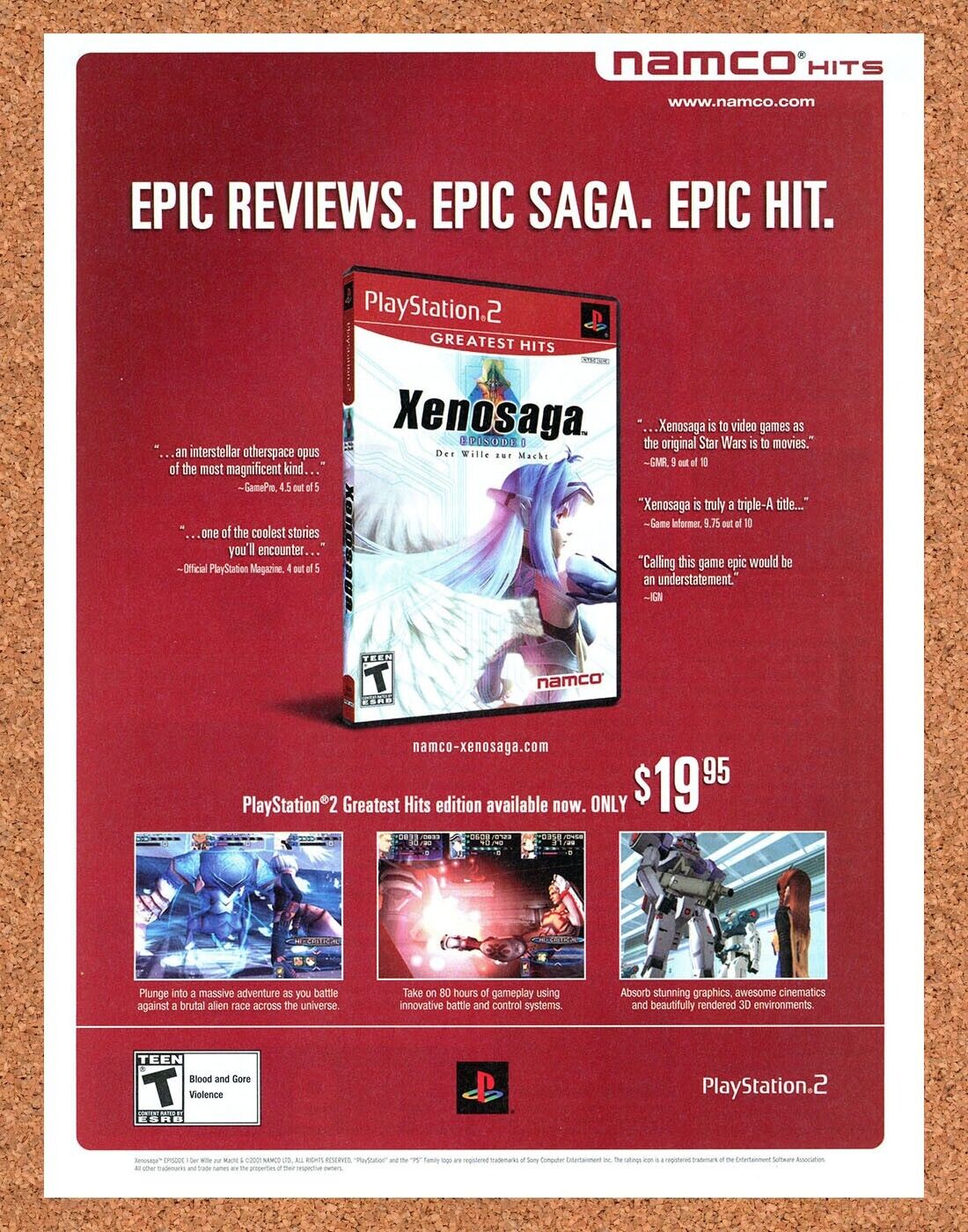 Xenosaga Episode I PS2 Original 2003 Print Ad Authentic Namco Video Game Promo