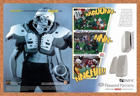 1999 Madden NFL 99 Advent Speakers Original Advertisement / Retro Wall Art v1