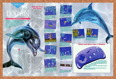 1993 Ecco The Dolphin Sega CD Original Advertisement / Retro Wall Art v2