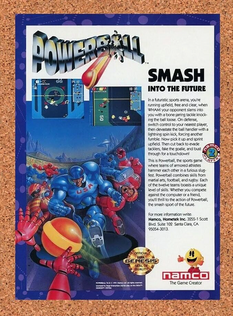 Powerball Sega Genesis Original 1992 Ad Authentic Video Game Promo