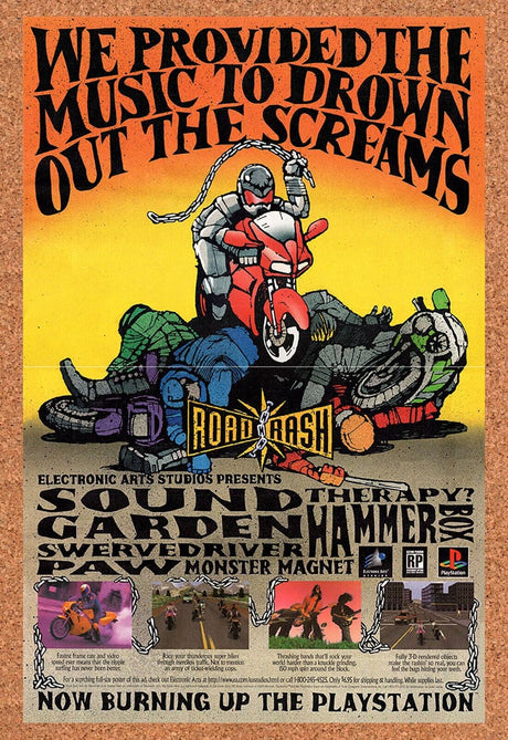 1995 Road Rash PS1 Original Advertisement / Retro Wall Art v1