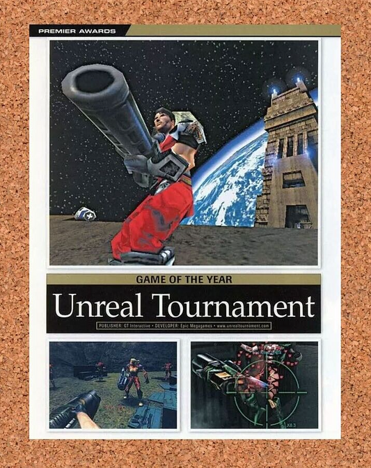 Unreal Tournament Game Of The Year Original 2000 Ad Authentic Video Games Promo