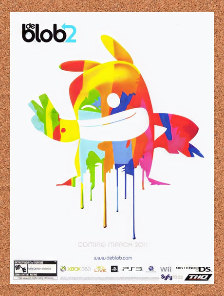 2010 De Blob 2 Xbox 360 Original Advertisement / Retro Wall Art v1