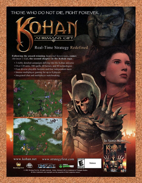 Kohan Ahriman's Gift PC Original 2001 Ad Authentic Strategy RPG Video Game Promo