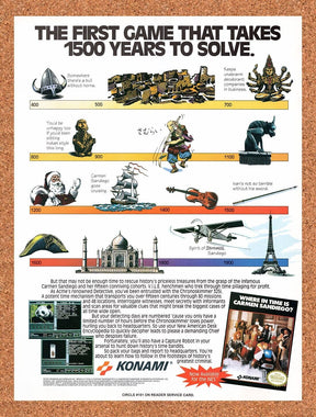 1992 Where In Time Is Carmen Time Is Carmen Sandiego? NES Original Ad/Wall Art