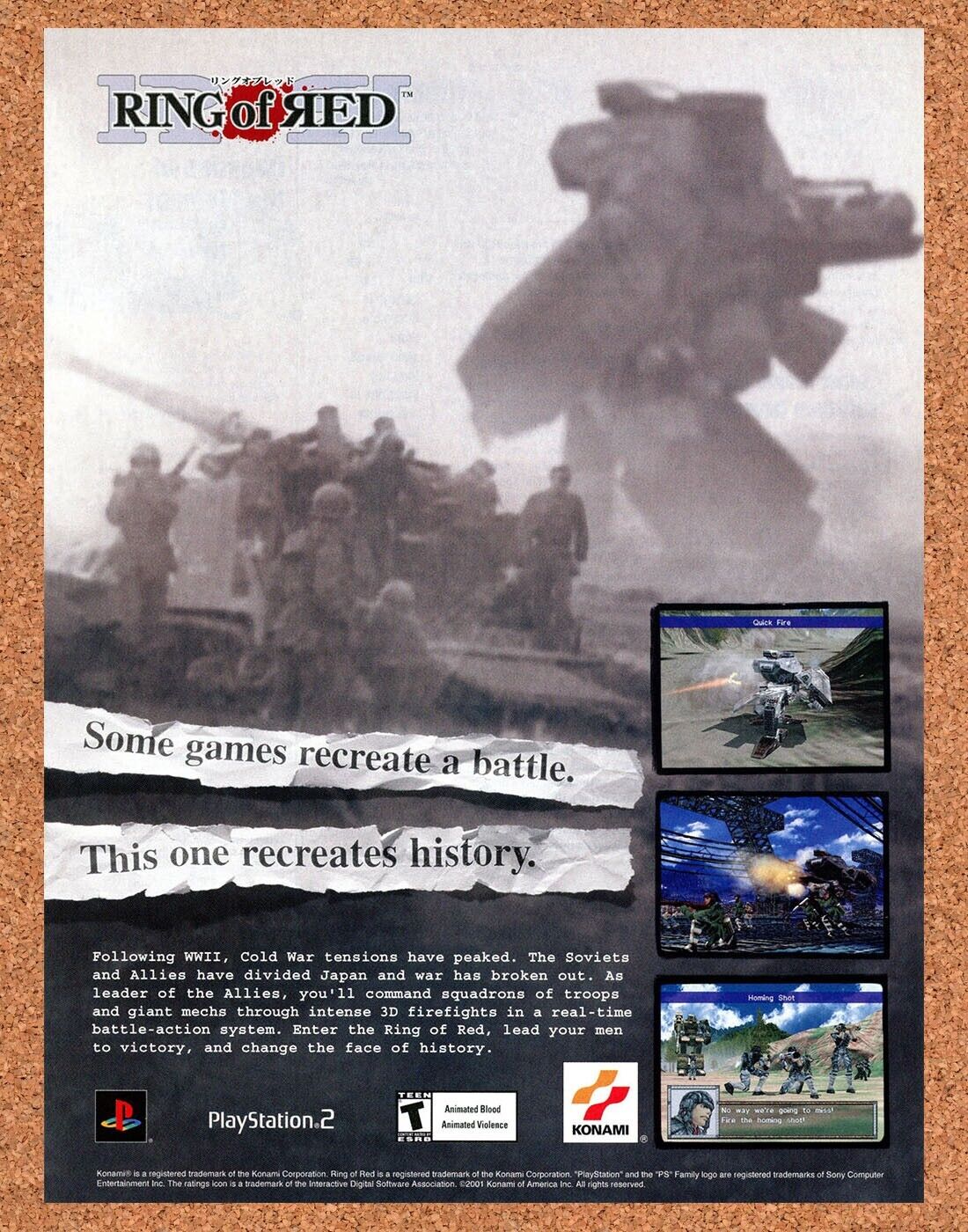 Ring Of Red PS2 Original 2003 Print Ad Authentic Konami Video Game Promo