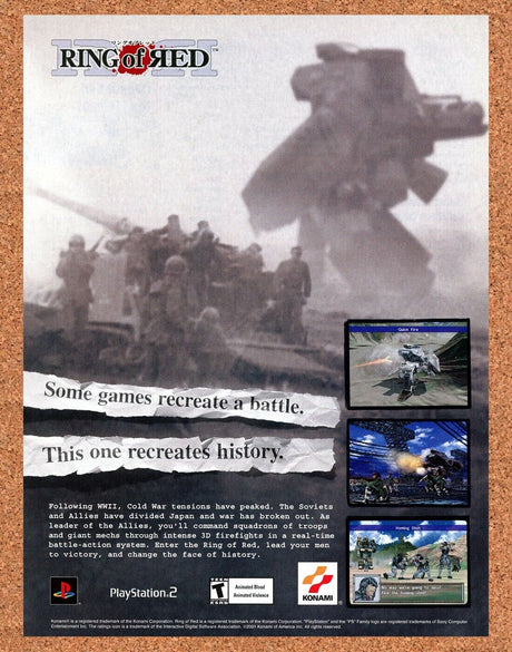 Ring Of Red PS2 Original 2003 Print Ad Authentic Konami Video Game Promo
