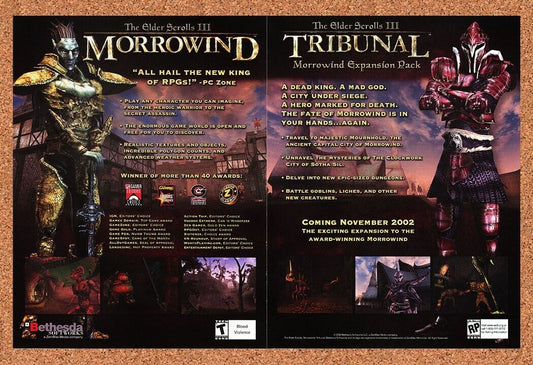 Elder Scrolls III PC Morrowind Tribunal Original 2003 Ad Authentic Game Promo