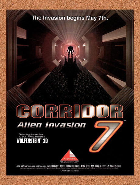 1994 Corridor 7 Alien Invasion PC Original Advertisement / Retro Promo v3