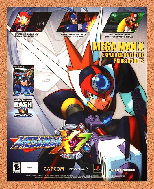 Mega Man X7 PS2 Original 2004 Ad Authentic Capcom Video Game Zero Promo