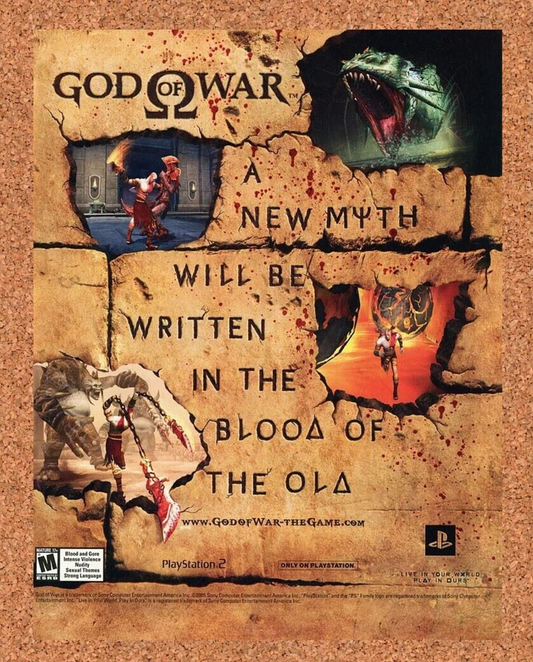 God of War PS2 Original 2005 Ad Authentic PlayStation Videos Game Promo Art v1