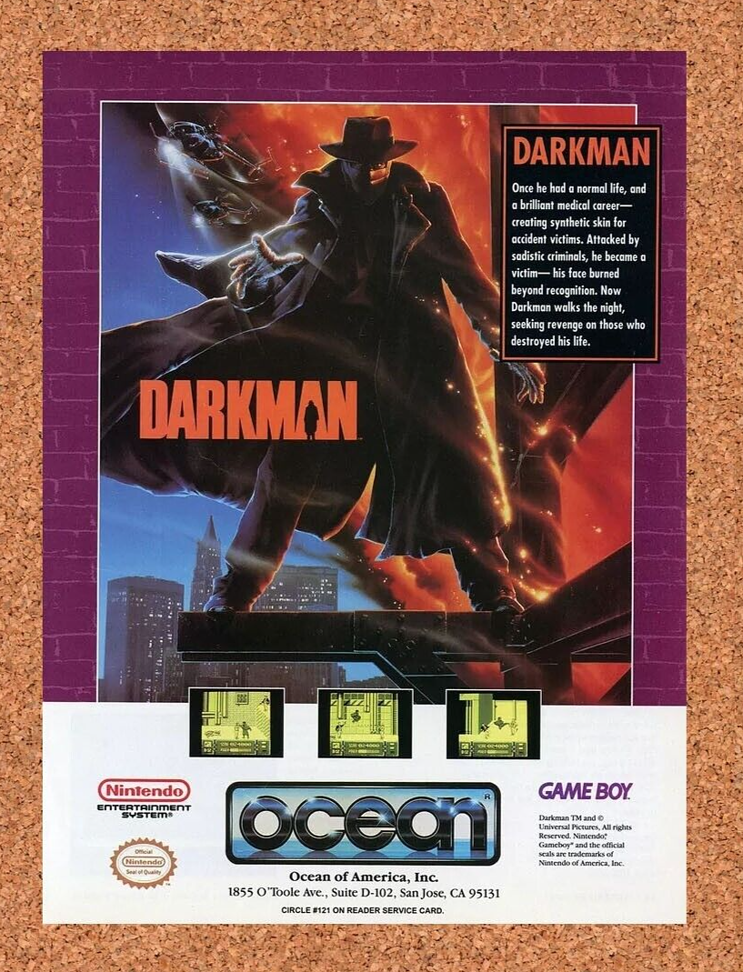 Darkman NES Original 1991 Ad Print Authentic Gameboy Video Game Promo