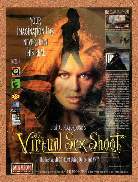 Virtual Sex Shoot PC Original 1996 Vintage Ad - Adult QuickTime VR Game Promo